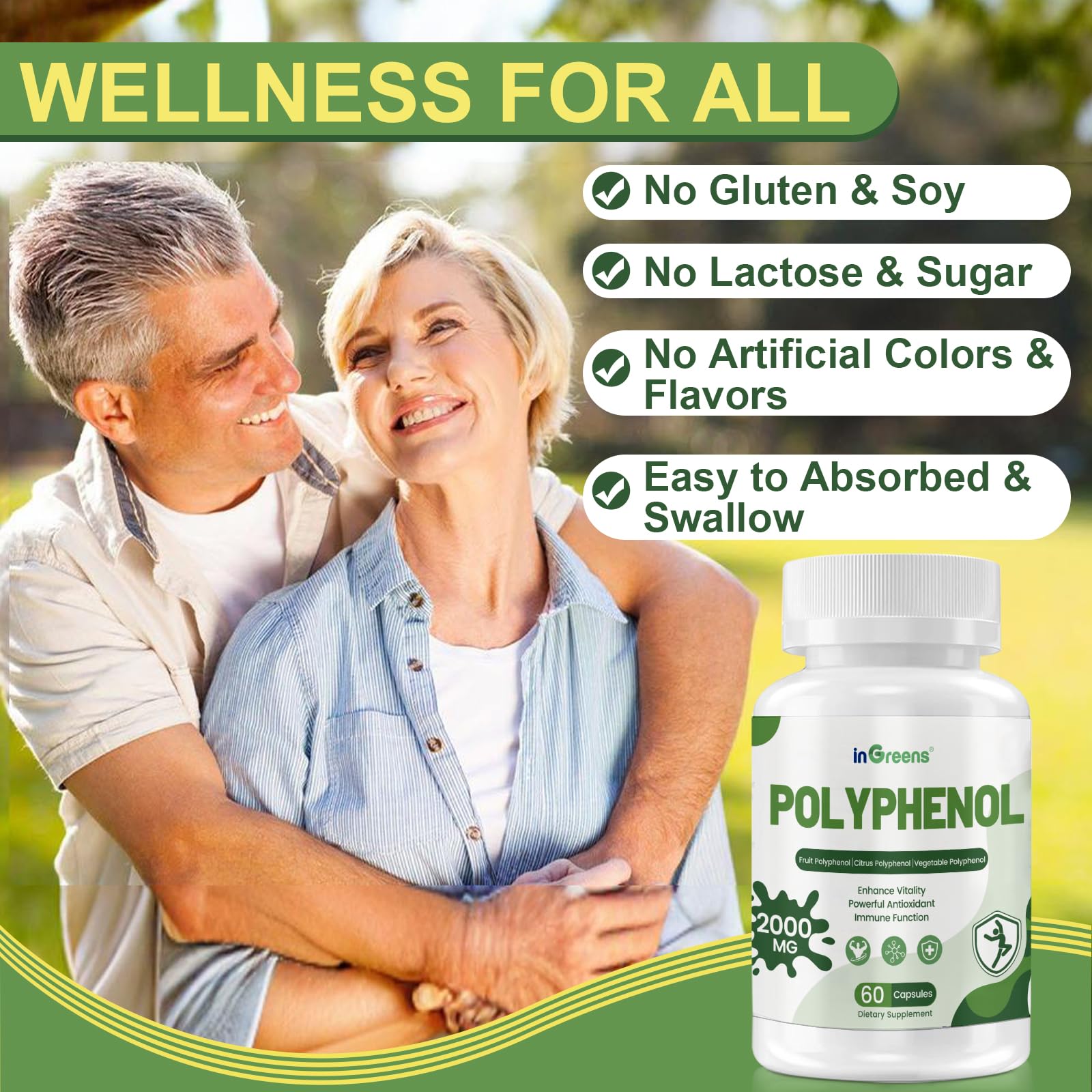 inGreens 25-in-1 polyphenols pill-count close-up for daily use ensures routine.