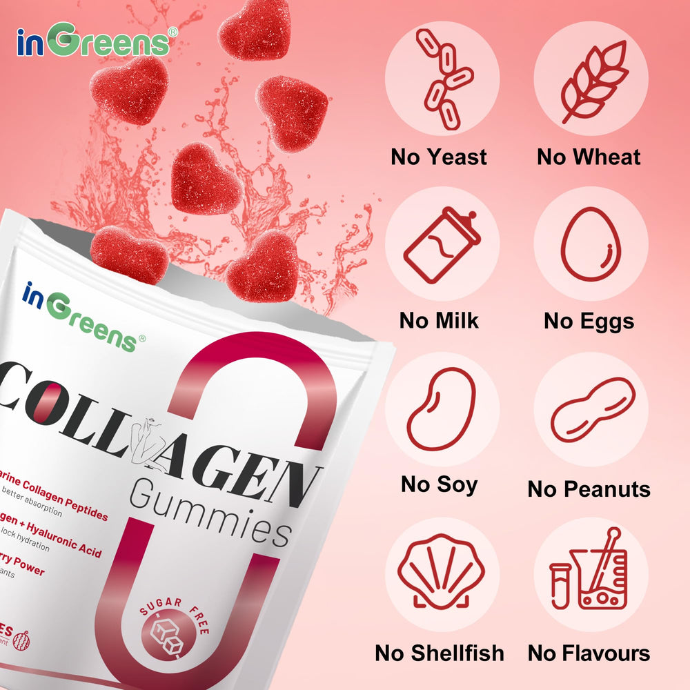 Zero-sugar label on ingreens collagen gummies emphasizing sugar-free choice