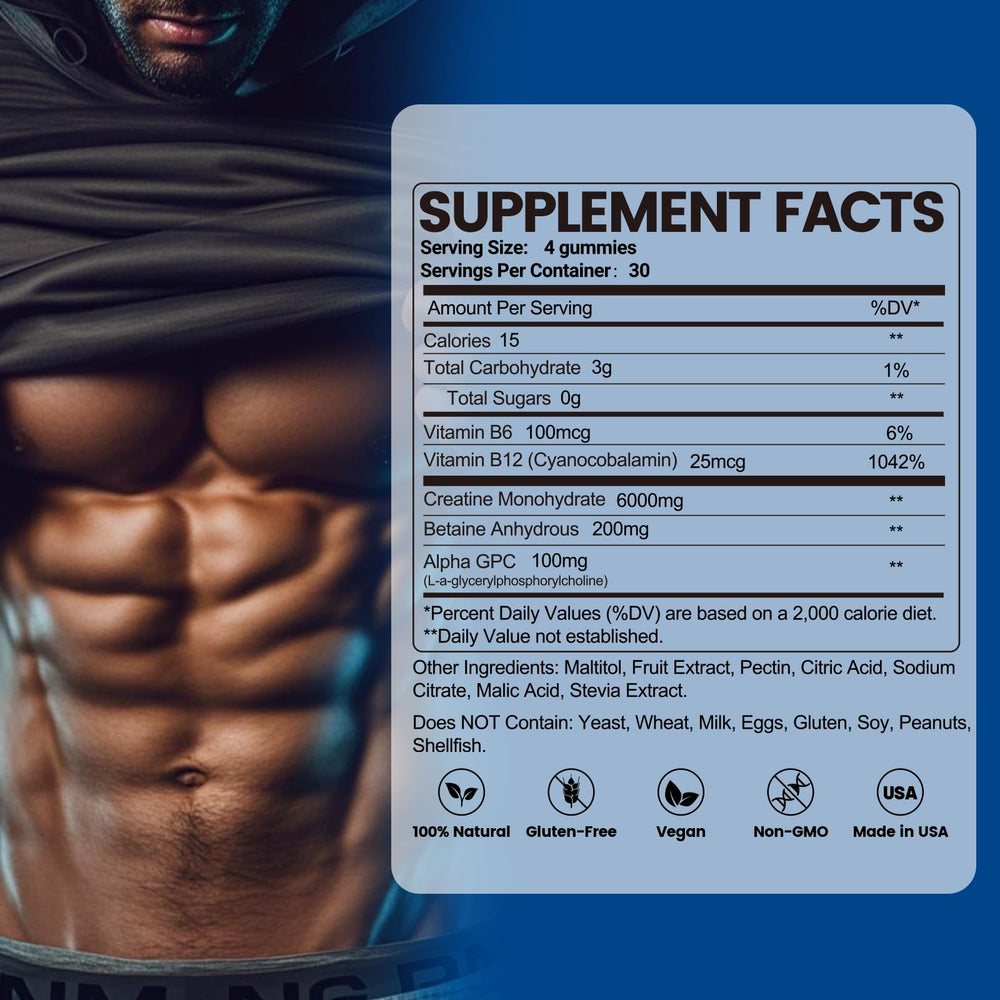 inGreens Creatine Monohydrate Gummies label showing ingredients and count