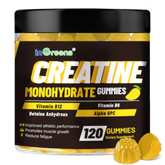 inGreens Creatine Monohydrate Gummies bottle with berry flavor for on-the-go workouts