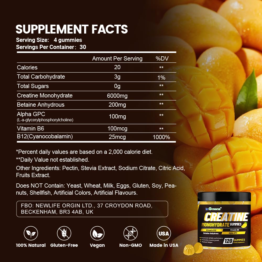 inGreens Creatine Monohydrate Gummies close-up berry chew shows easy texture