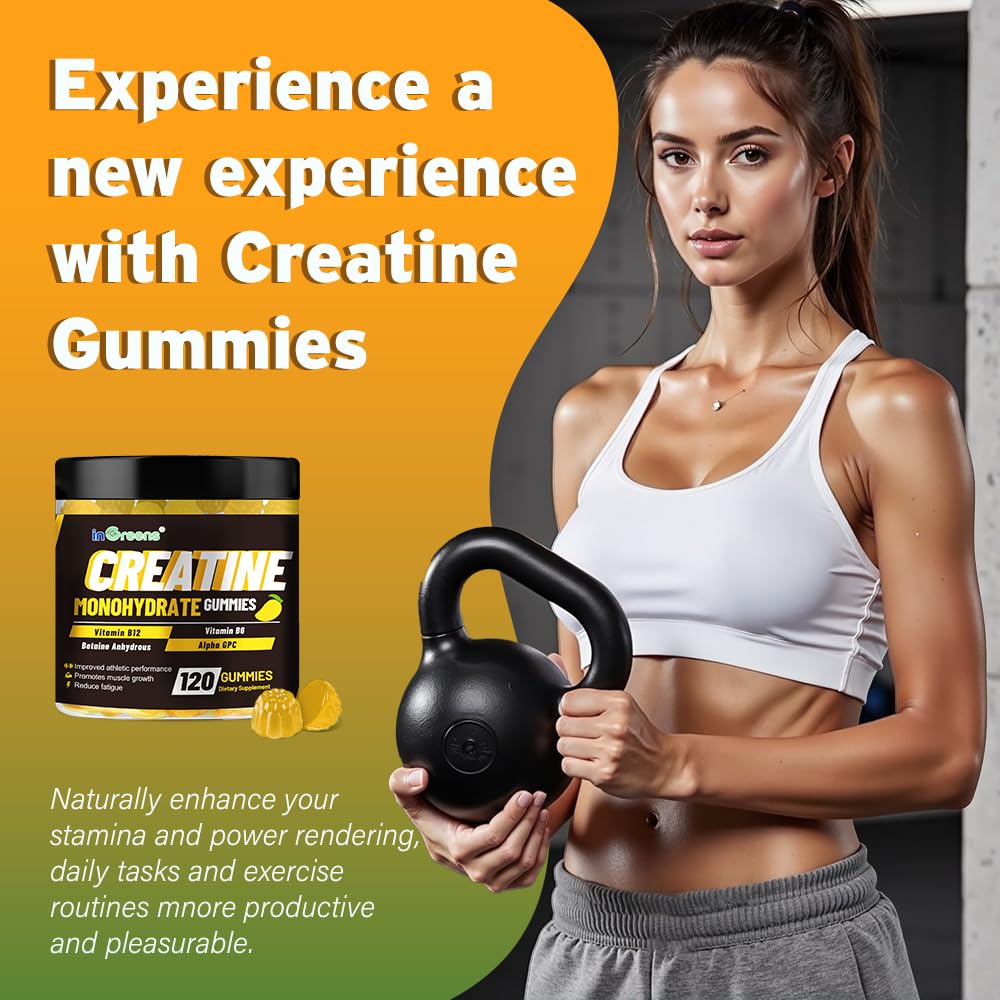 inGreens Creatine Monohydrate Gummies label info highlighting sugar-free formulation