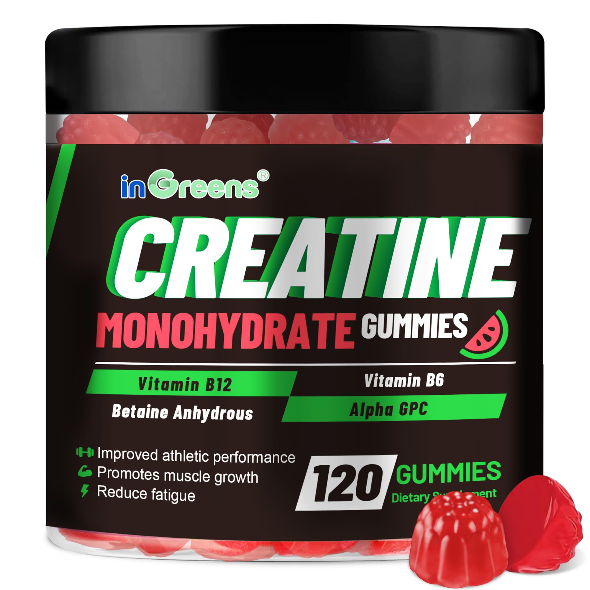 inGreens creatine monohydrate gummies pack, convenient daily supplementation for active lifestyles.