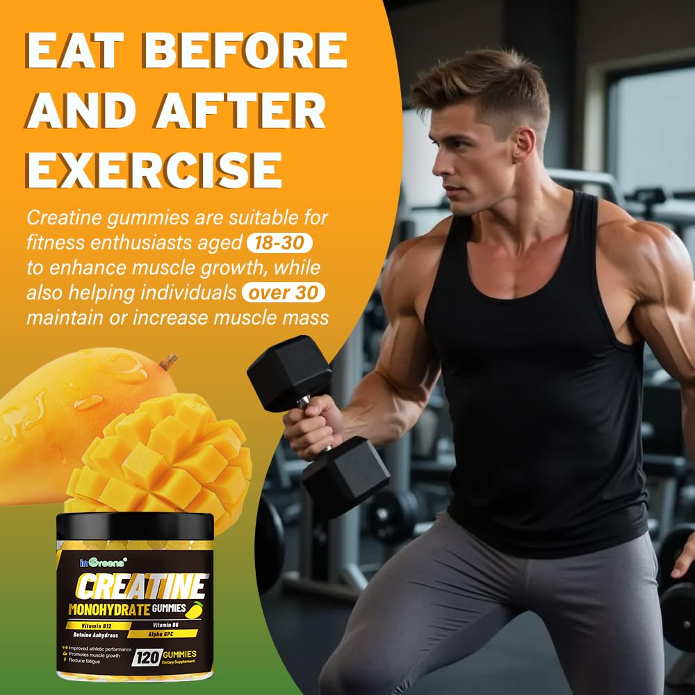 inGreens Creatine Monohydrate Gummies serving four-count pouch for pre- or post-workout