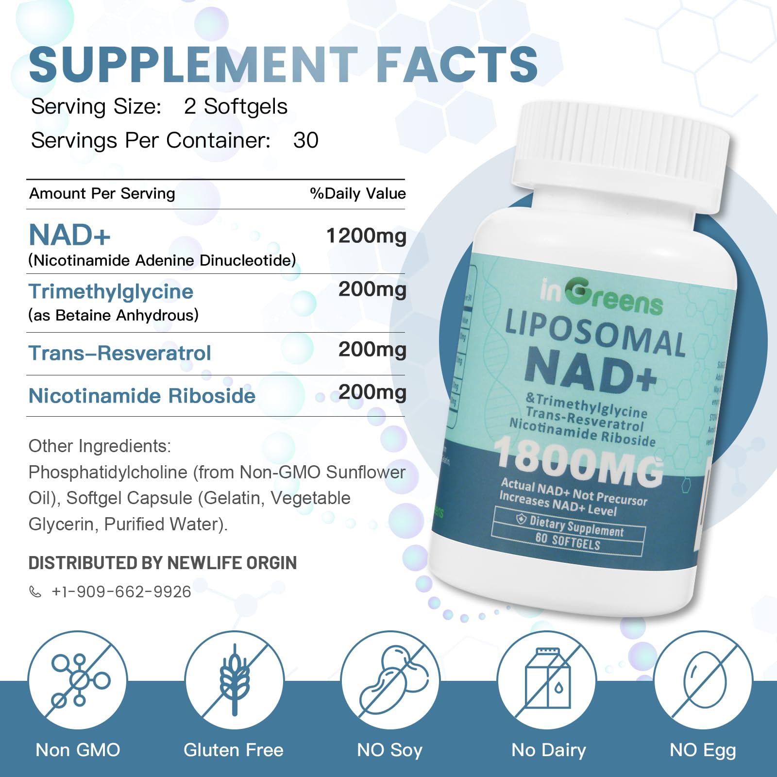 ingreens Liposomal NAD+ plus capsules close-up showing convenient daily dosing
