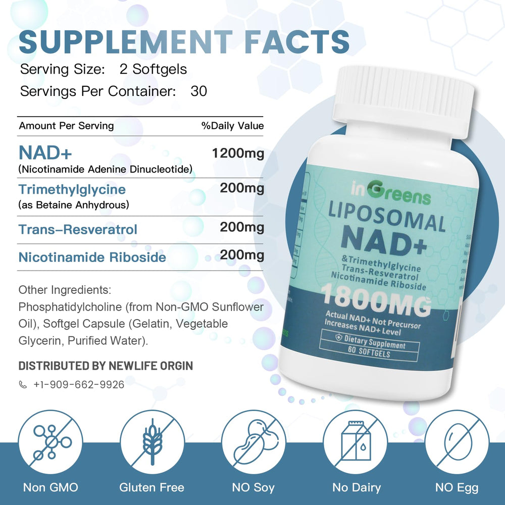 ingreens Liposomal NAD+ plus capsules close-up showing convenient daily dosing