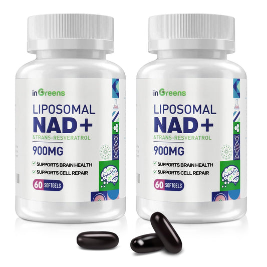 inGreens liposomal NAD+ with resveratrol bottle showing enhanced delivery and convenience.