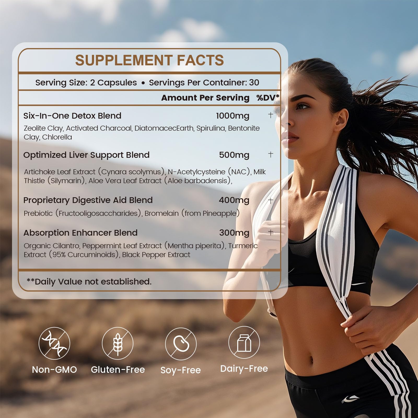 inGreens Zeolite Detox packaging highlights the 6-in-1 formula for wellness