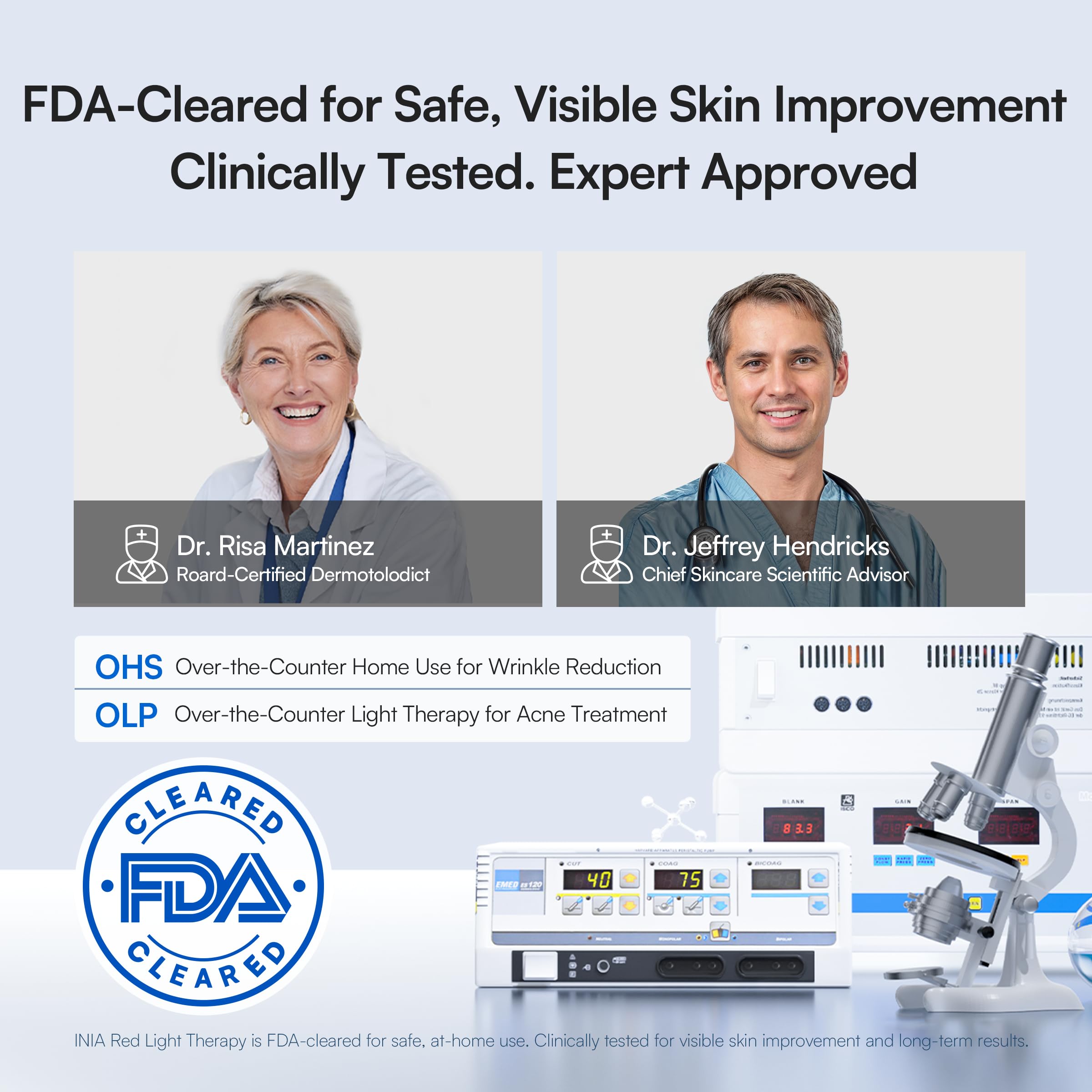 Ergonomic neck and décolleté coverage on INIA device.
