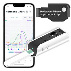 Inito fertility monitor with iPhone clip compatibility for easy syncing