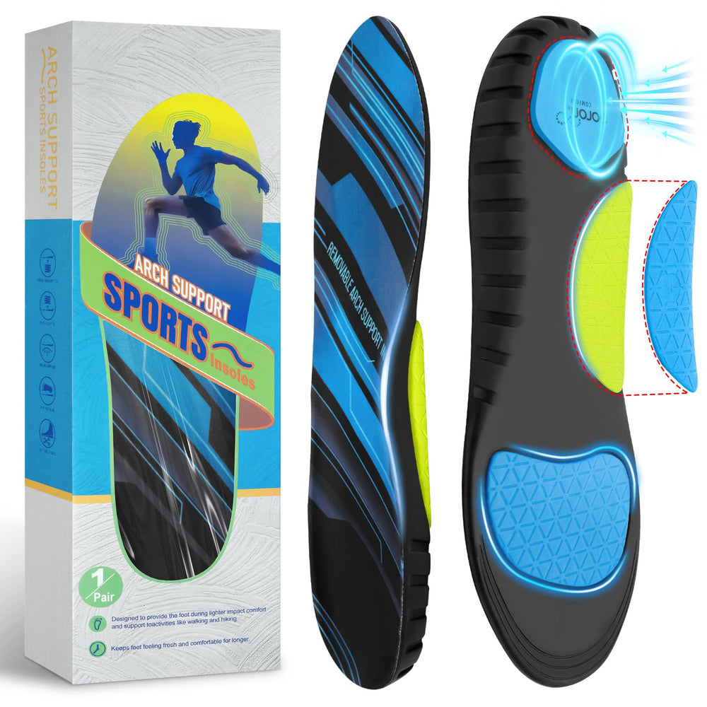 Inmoredo orthotic insoles with interchangeable arch pads for customizable support.