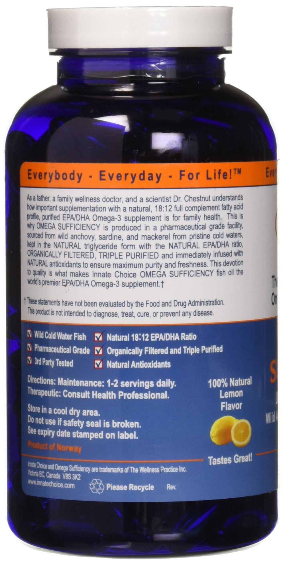 Innate Choice Omega Sufficiency Lemon capsules in close-up for easy daily use.