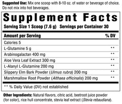 Innate Response GI Response measuring scoop beside glass of water for easy mixing.