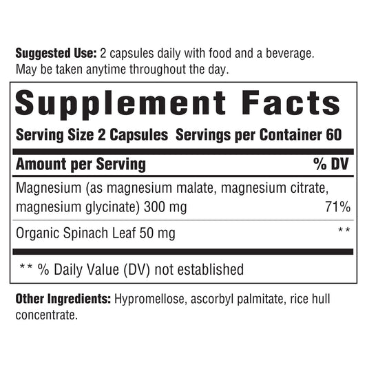 INNATE Magnesium 300 mg capsules pack on a surface, showcasing three-forms blend for balanced mineral support.