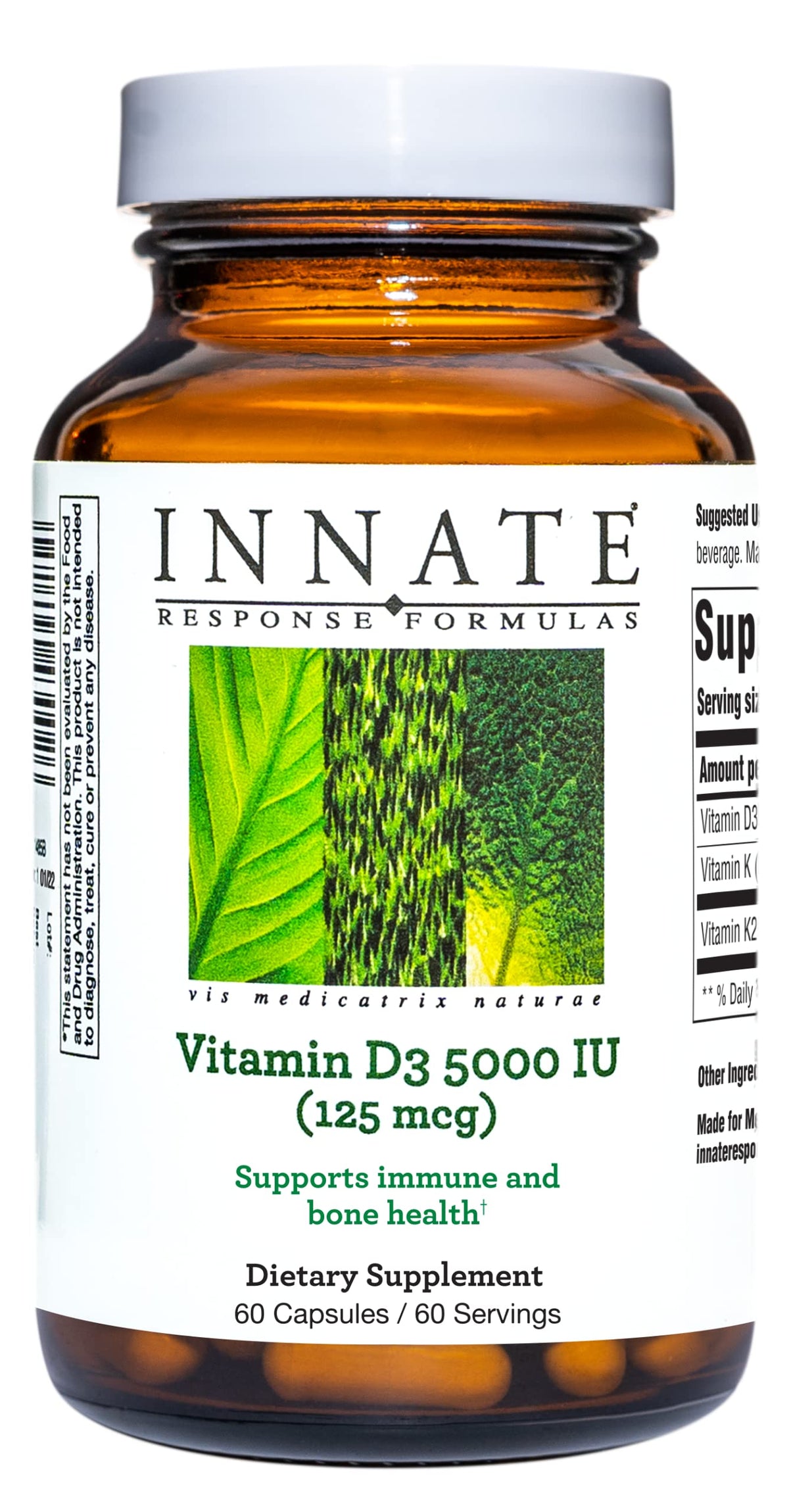 Innate Response Velc Vitamin D3 5000 IU bottle showing daily immune support potential