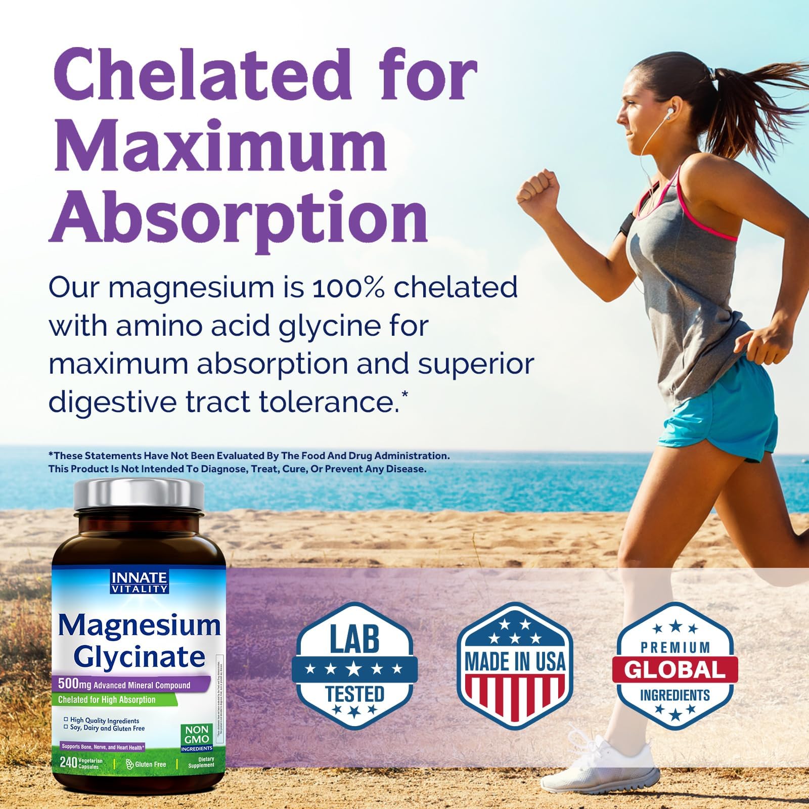 Supplement facts panel highlights magnesium glycinate per serving for planning.