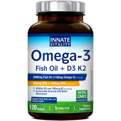Innate Vitality Omega-3 softgel bottle for daily heart and brain support.