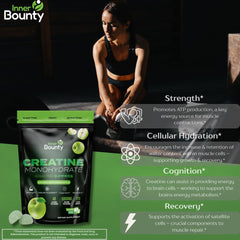 Inner Bounty gummies beside gym bag suggesting on-the-go use and workout readiness