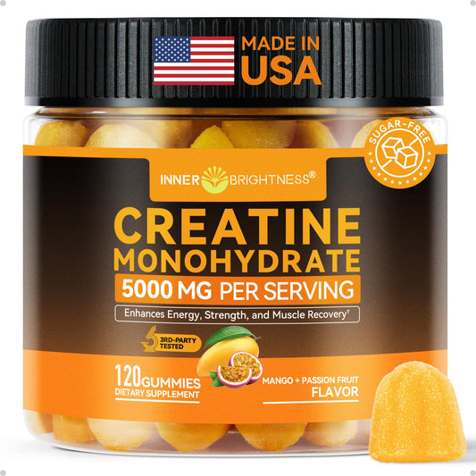 Inner Brightness creatine gummies bottle top view signals convenient daily performance support