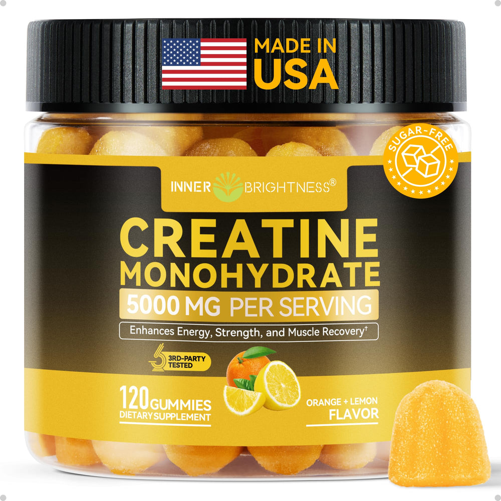 Inner Brightness Creatine Monohydrate Gummies orange lemon – hero pack shot for daily performance