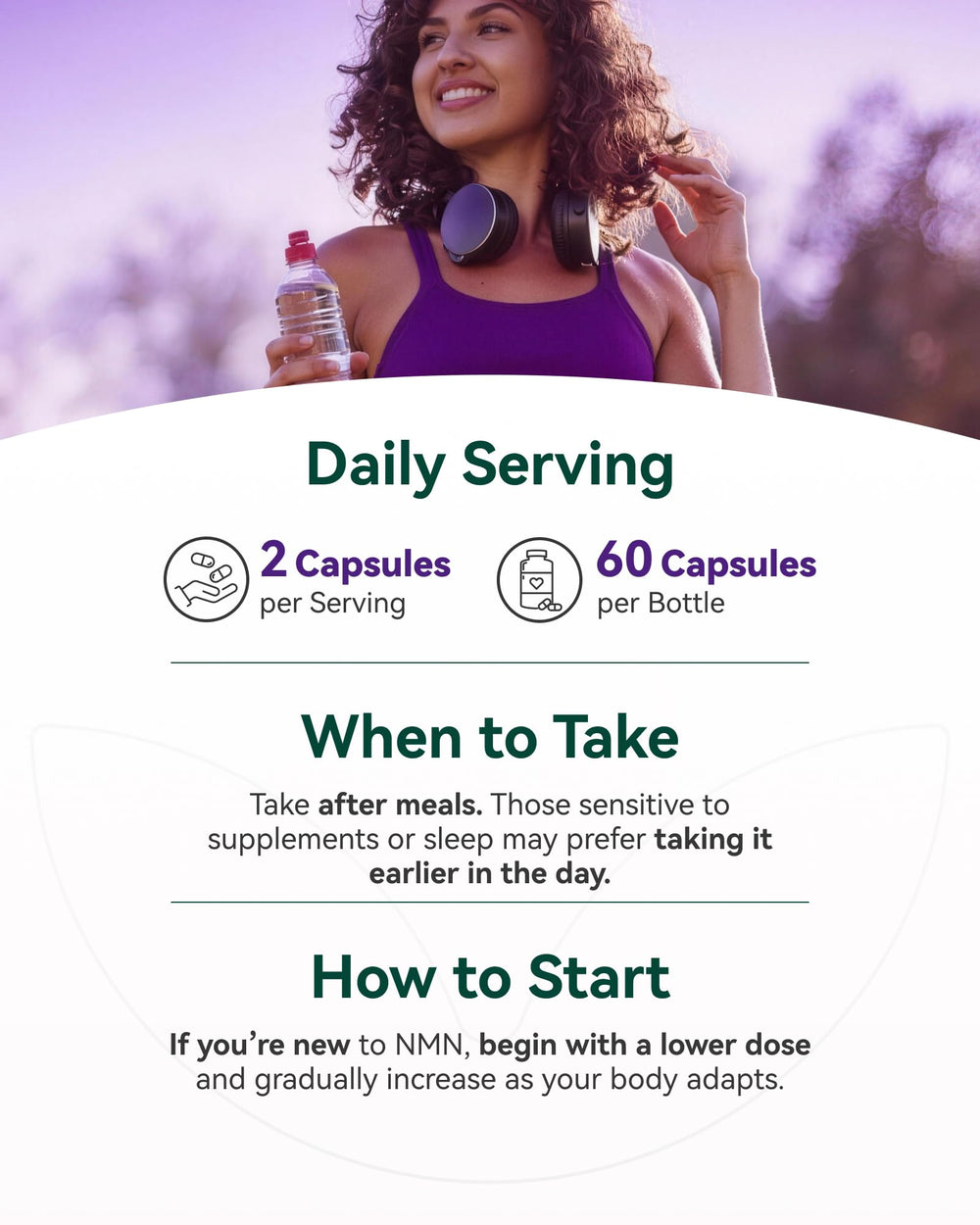Packaging display of Inner Brightness NMN 500mg with 60 capsules
