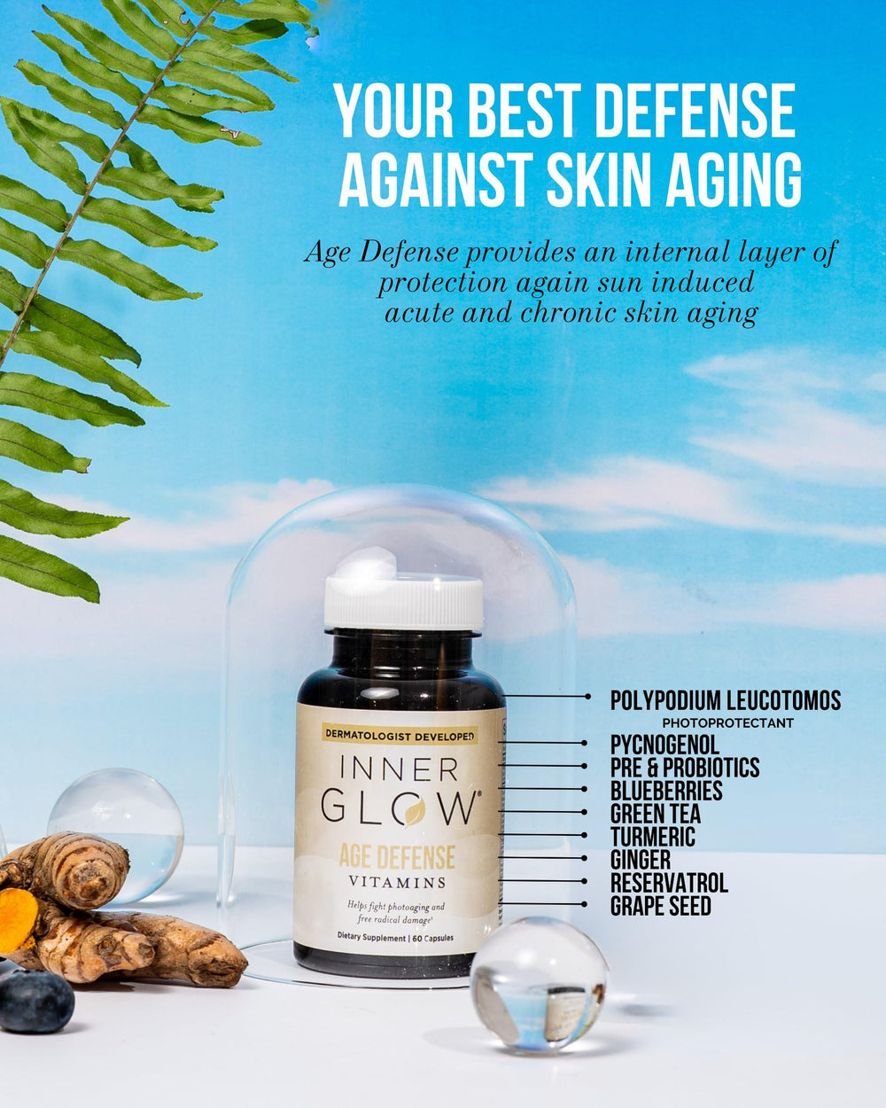 Inner Glow Vitamin C close-up emphasizing essential antioxidant protection.
