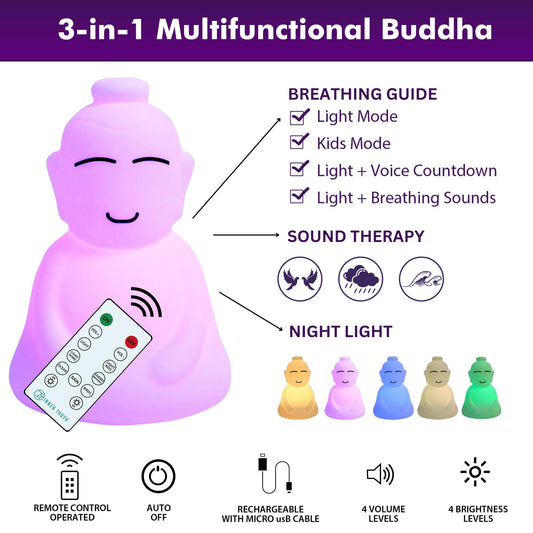 INNER TRUTH Buddha Lamp night light creates a soothing ambience for winding down