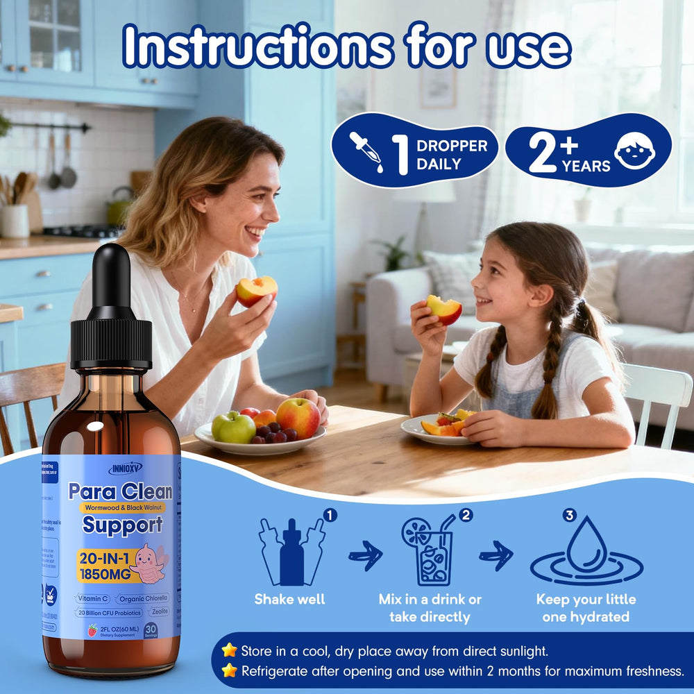 INNIOXV Parasite Cleanse dropper dispensing enables precise daily dosing.
