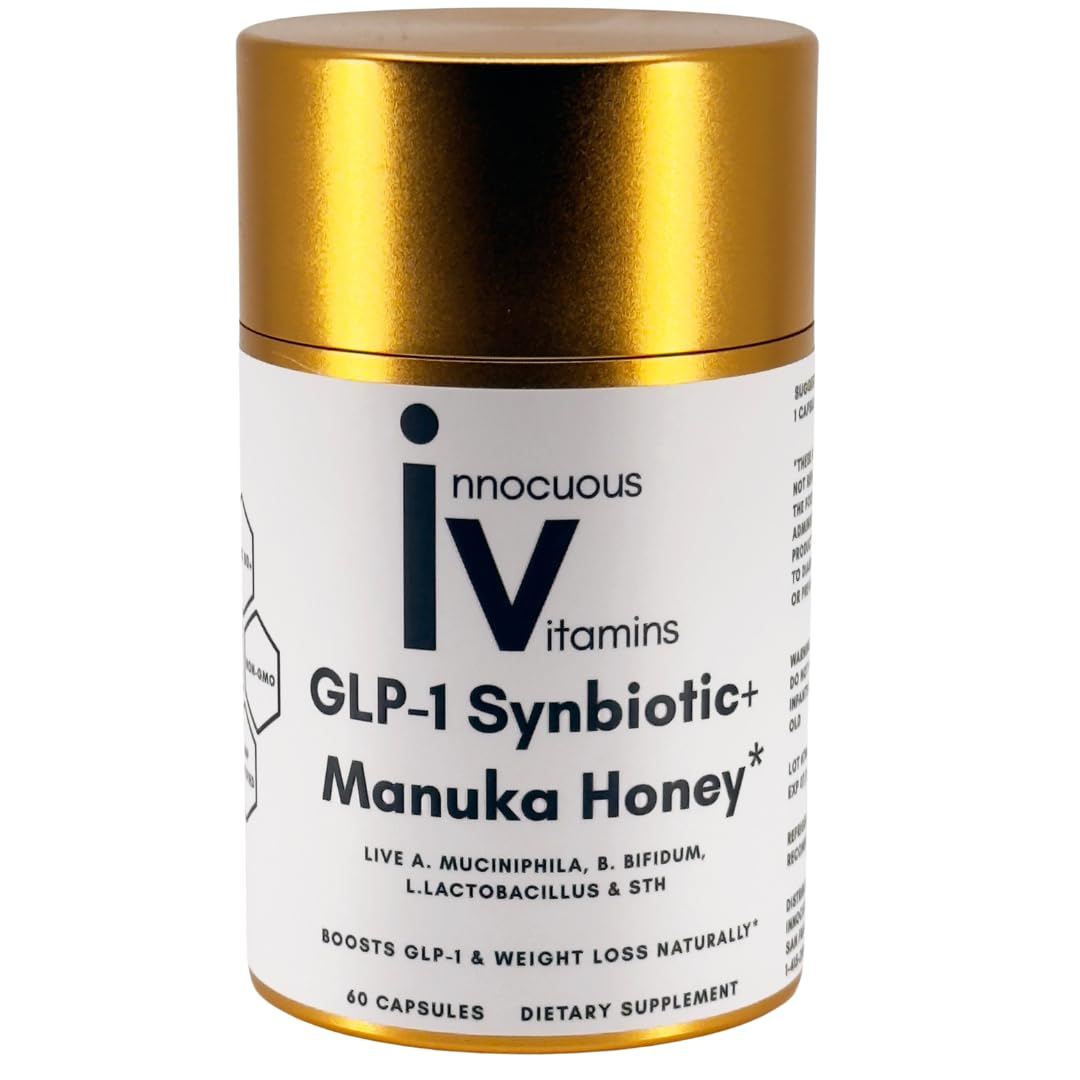 Innocuous Vitamins GLP-1 Synbiotic bottle with Manuka honey blend.