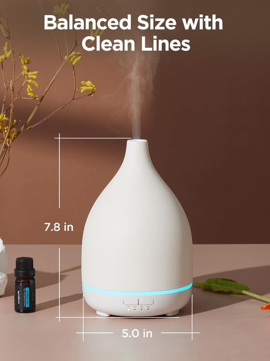 InnoGear ceramic diffuser top view showing compact desk-friendly design.