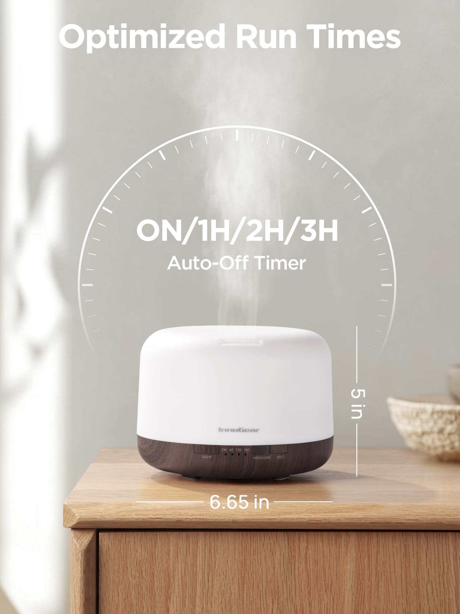 InnoGear diffuser timer presets automate sessions for convenience