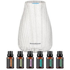 InnoGear diffuser with wood-grain base for calming ambient aroma.