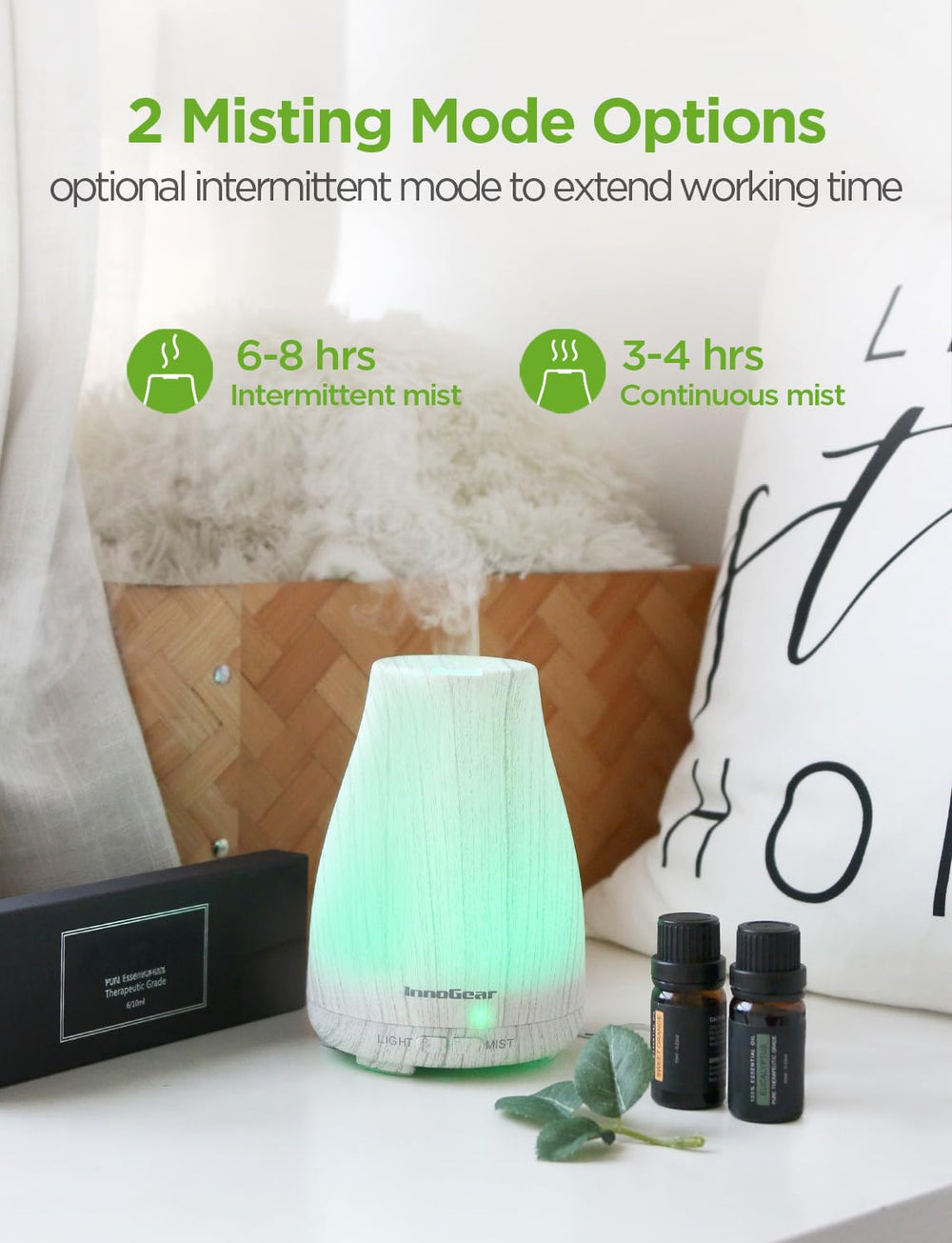 InnoGear six-oil set featuring lavender, tea tree, and orange for versatile aromatics.