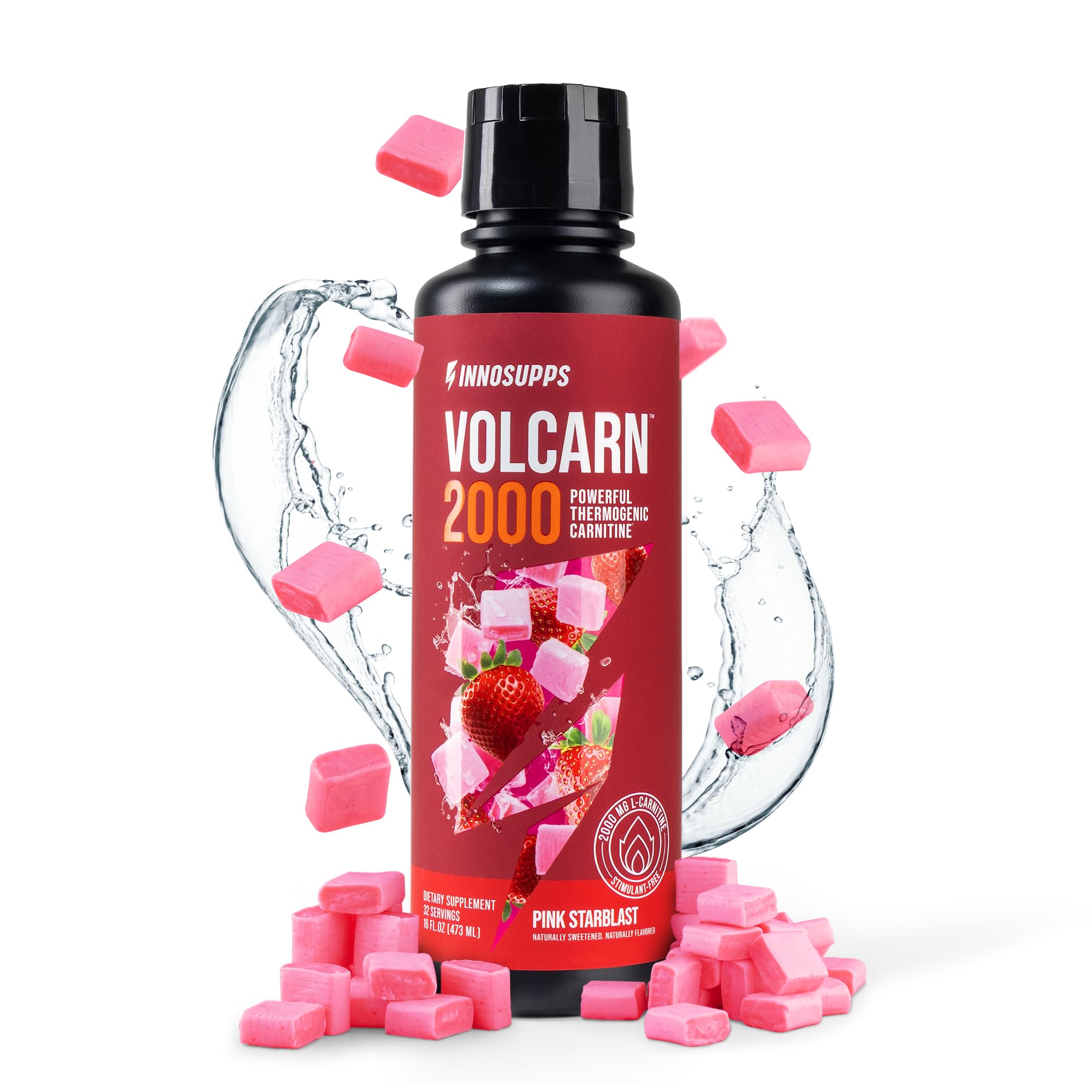 InnoSupps Volcarn 2000 pink starblast bottle for clean, caffeine-free energy and focus
