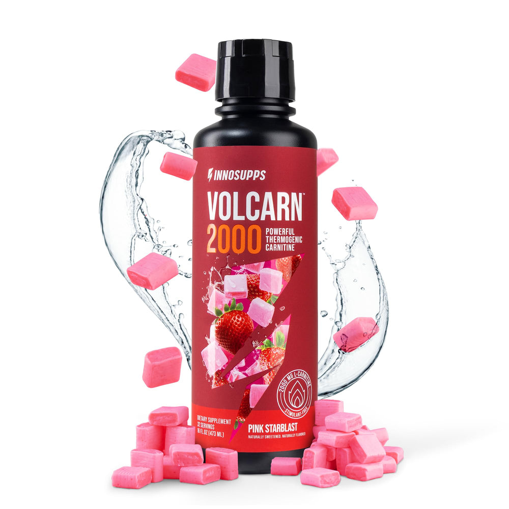 InnoSupps Volcarn 2000 pink starblast bottle for clean, caffeine-free energy and focus