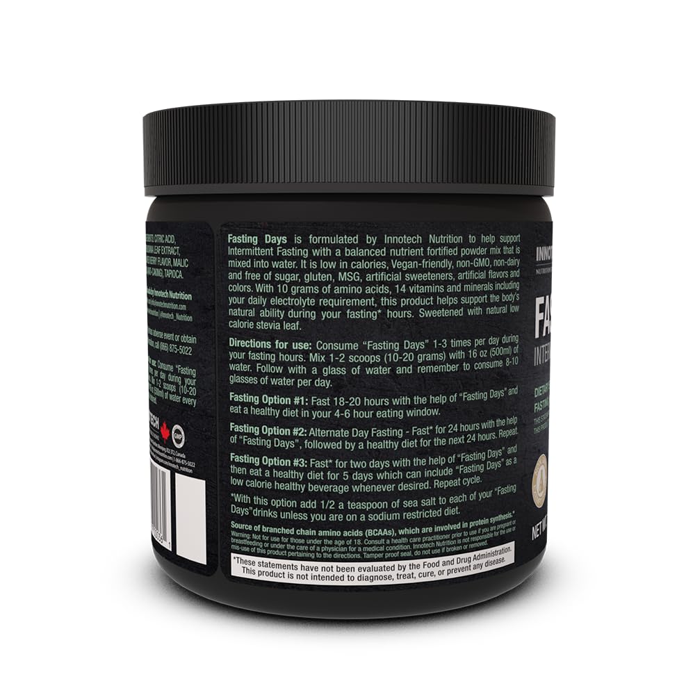 Powder dissolving in a glass of water with Innotech Fasting Days for easy hydration