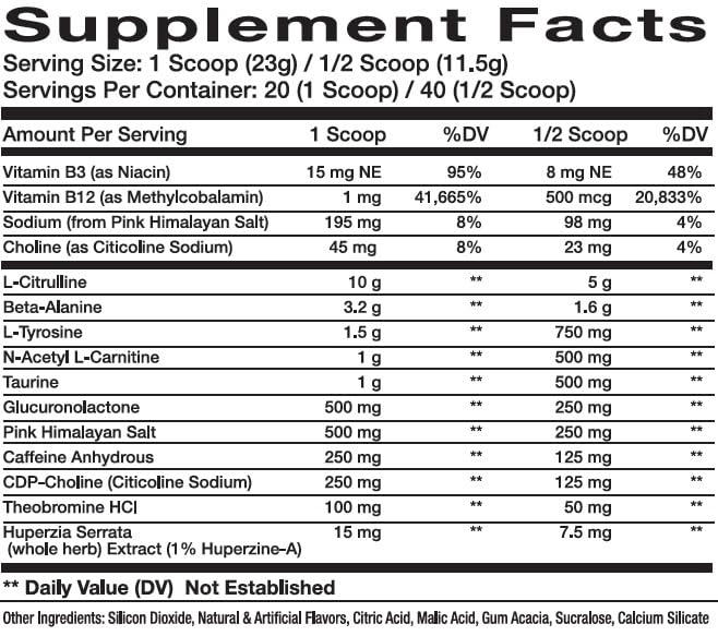 InnovaPharm MVPRE 365 Monkey Punch ingredients label highlighting 10g citrulline for workout support