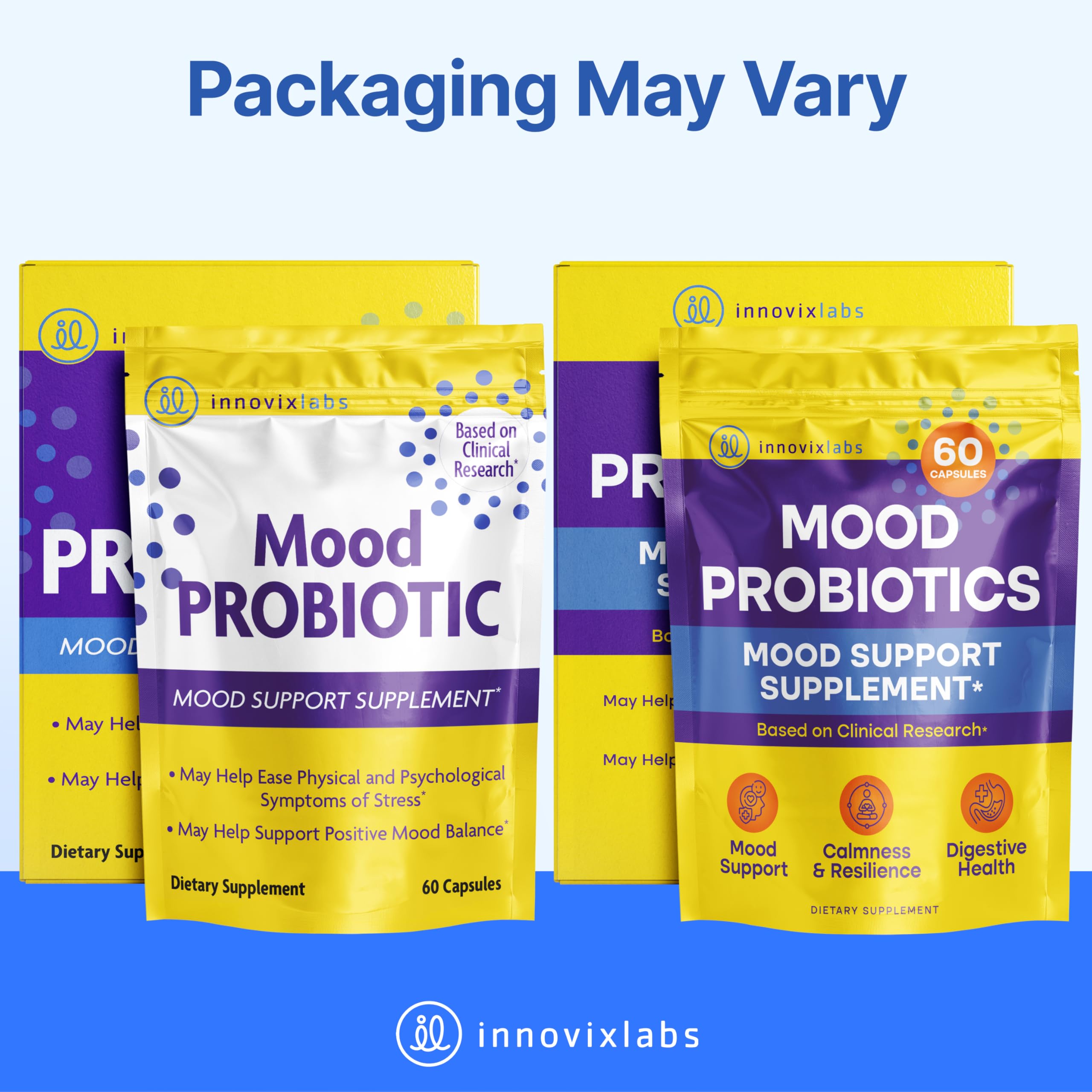 InnovixLabs Mood Probiotic daily routine scene with bottle and water