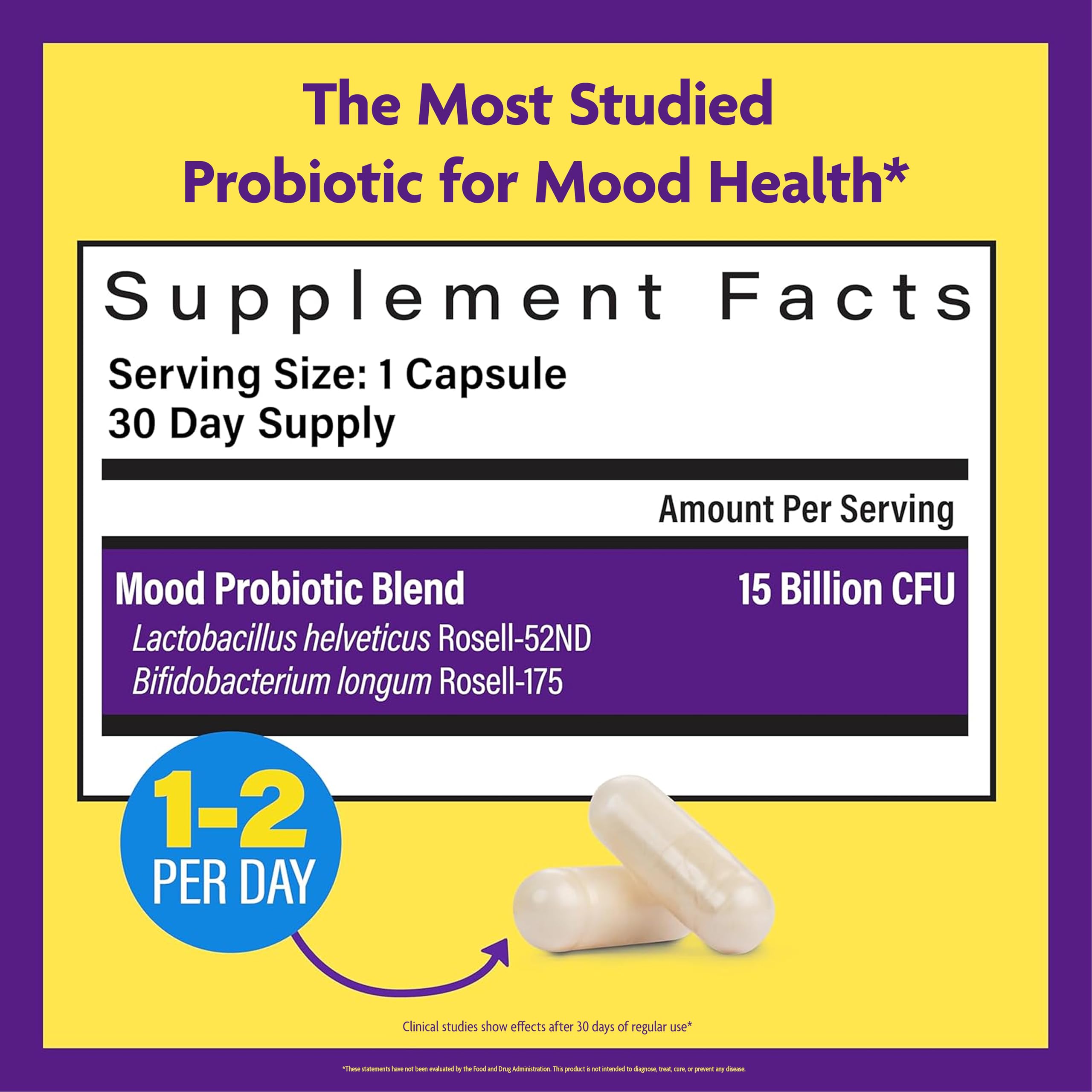 InnovixLabs Mood Probiotic label focus highlighting key strains and potency.