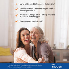 Inogen Extended 16-cell battery recharges to full in about six hours