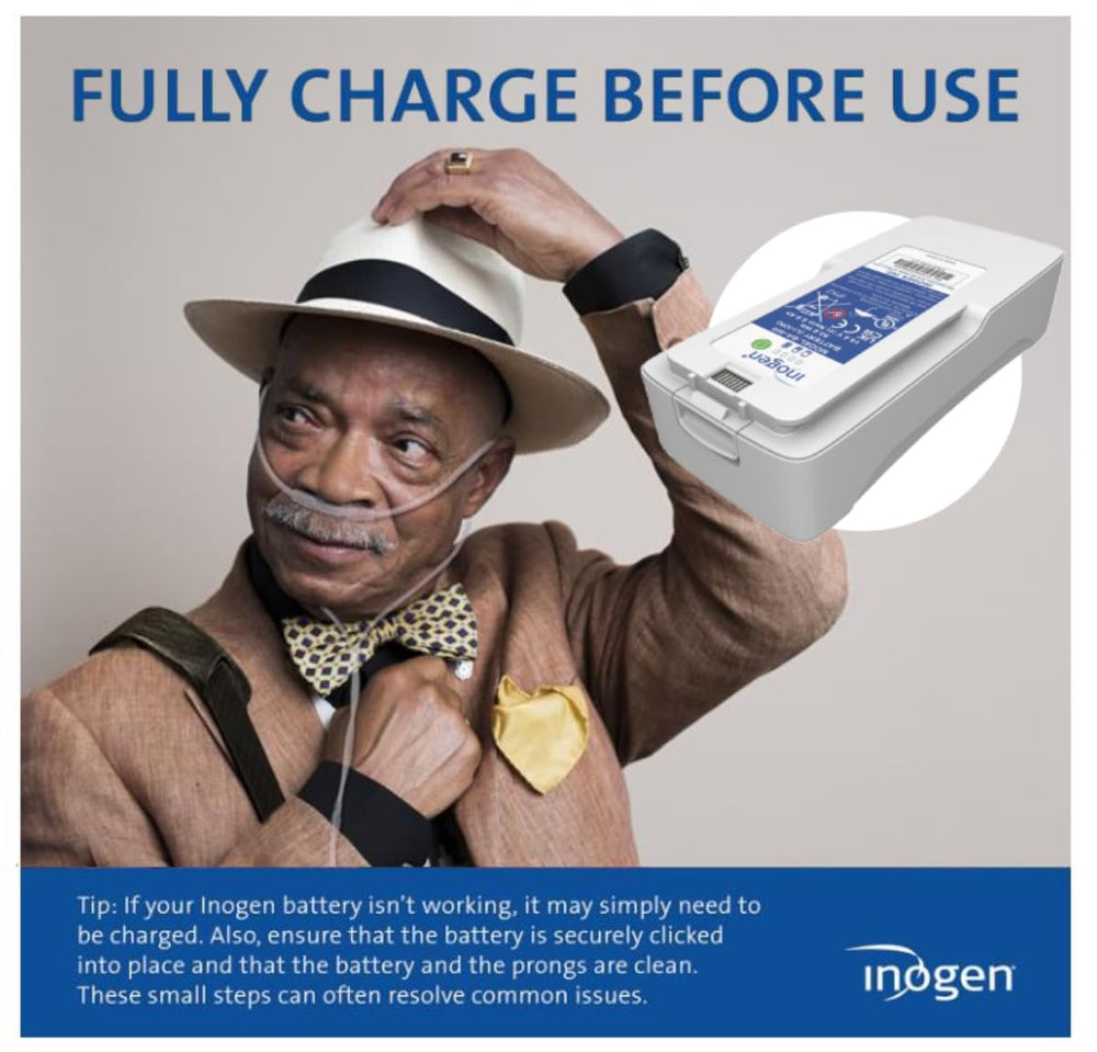 Inogen Extended battery dimensions—compact size for travel-friendly compatibility.
