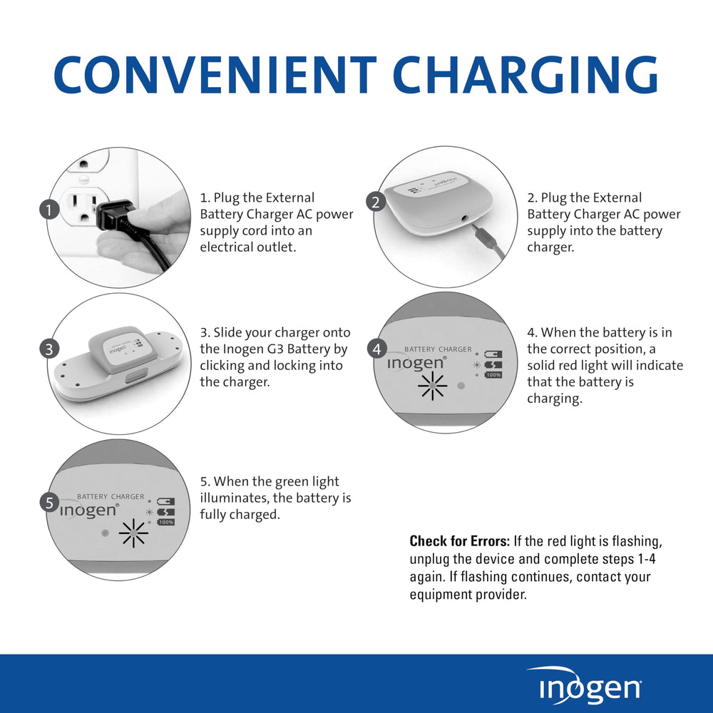 Inogen One G3 portable charger design for travel and on-the-go use.