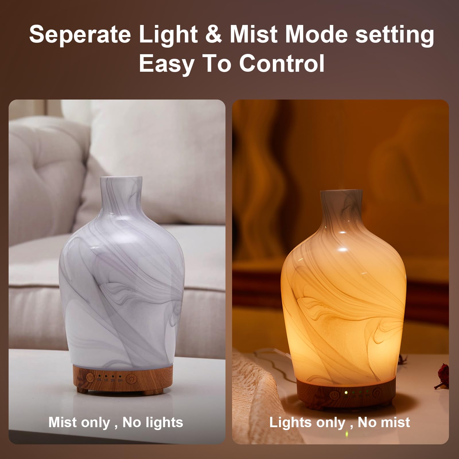 Inrorans continuous mist mode provides steady aroma and humidity
