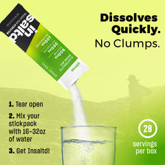 Travel-friendly INSALTD packets on a table for on-the-go hydration