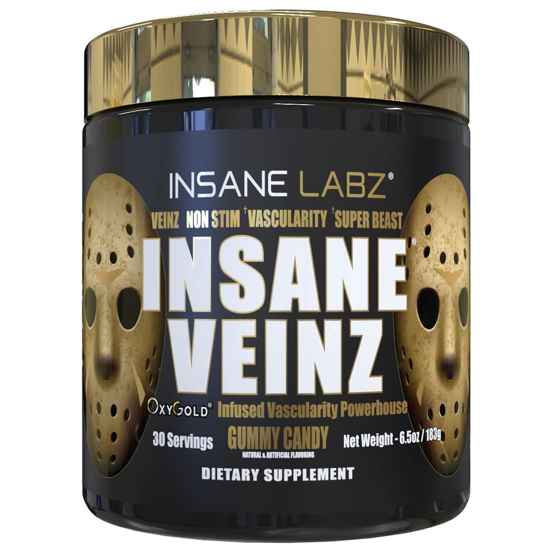 Insane Labz Insane Veinz Gold bottle pour shows non-stimulant nitric oxide support for workouts