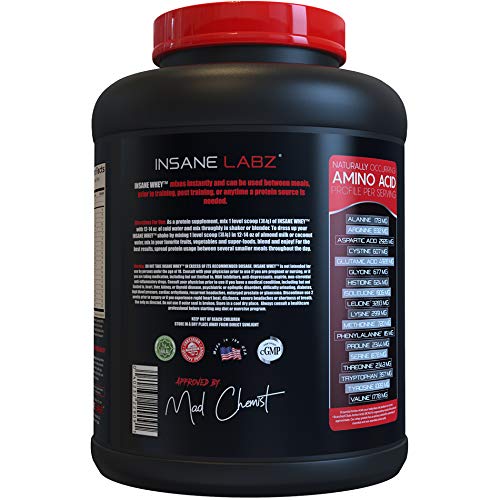 Insane Labz Insane Whey label design with flavors and WADA status