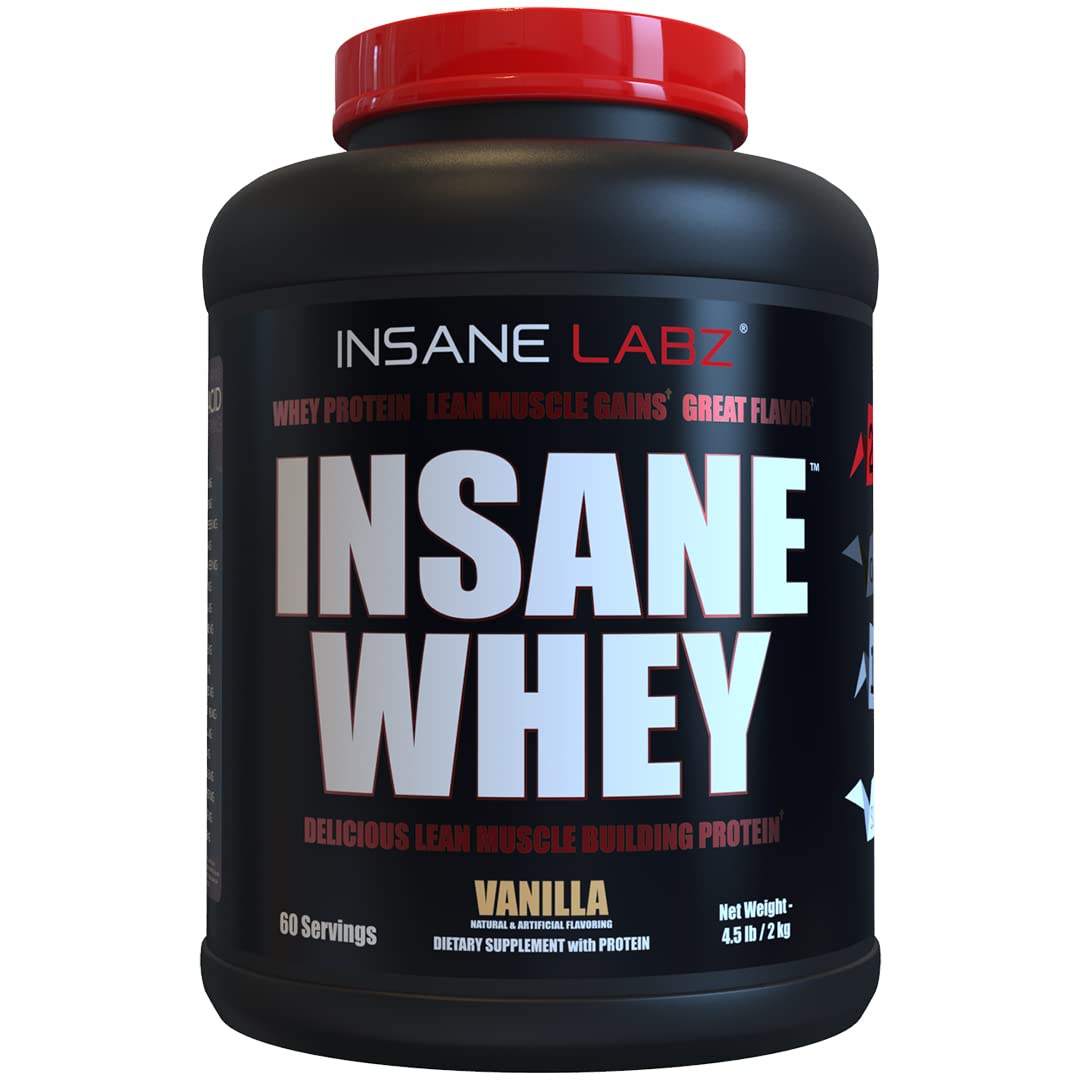 Insane Labz Insane Whey vanilla tub supports lean muscle gains after workouts