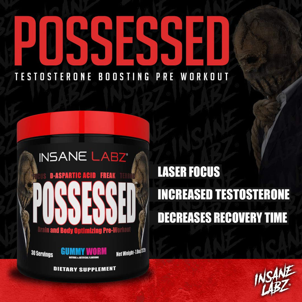 Insane Labz Possessed D-Aspartic acid highlights key ingredient visualization.
