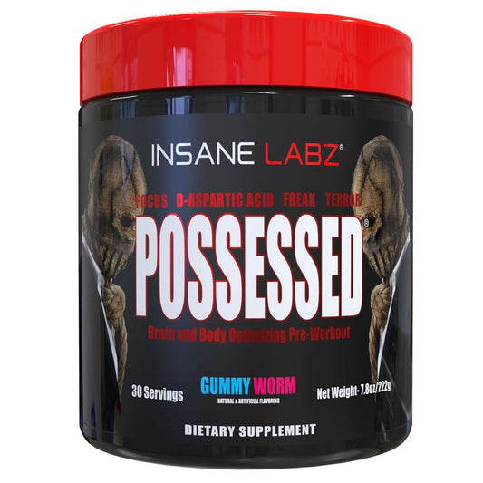 Insane Labz Possessed front-label packaging signaling bold energy.