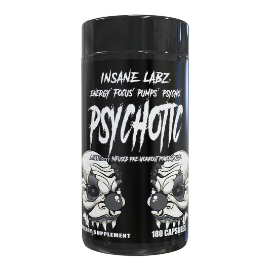 Insane Labz Psychotic Black Edition bottle front showing sleek packaging and energy focus